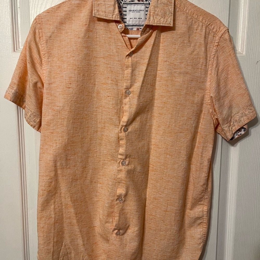 Denim & Flower Orange Lightweight Casual Shirt | GUC | SM